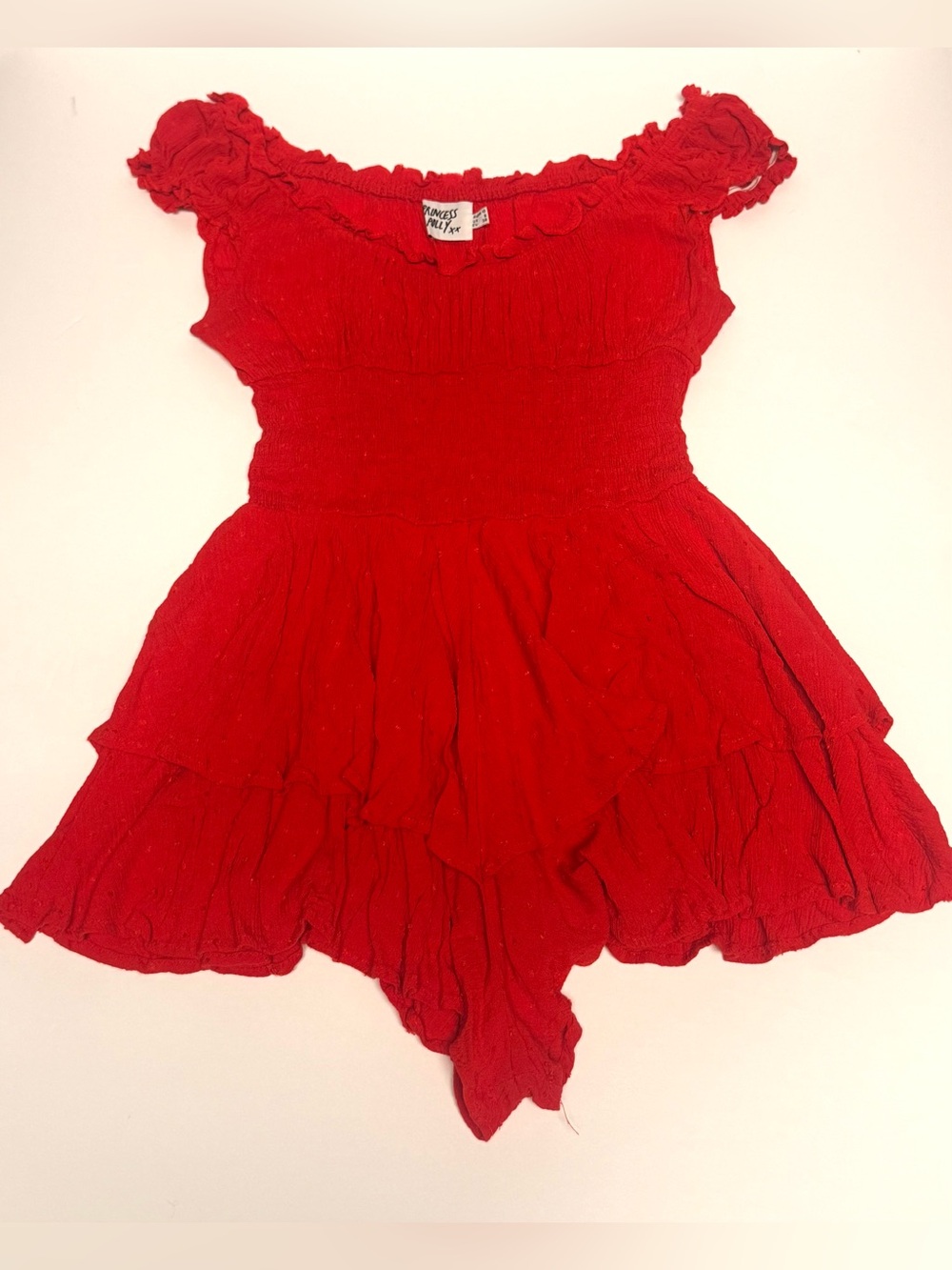 Princess Polly Red Smocked Ruffled Romper